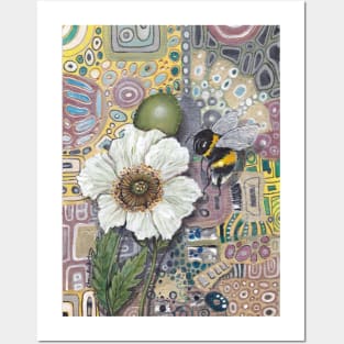 Bumblebee with White Poppy Posters and Art